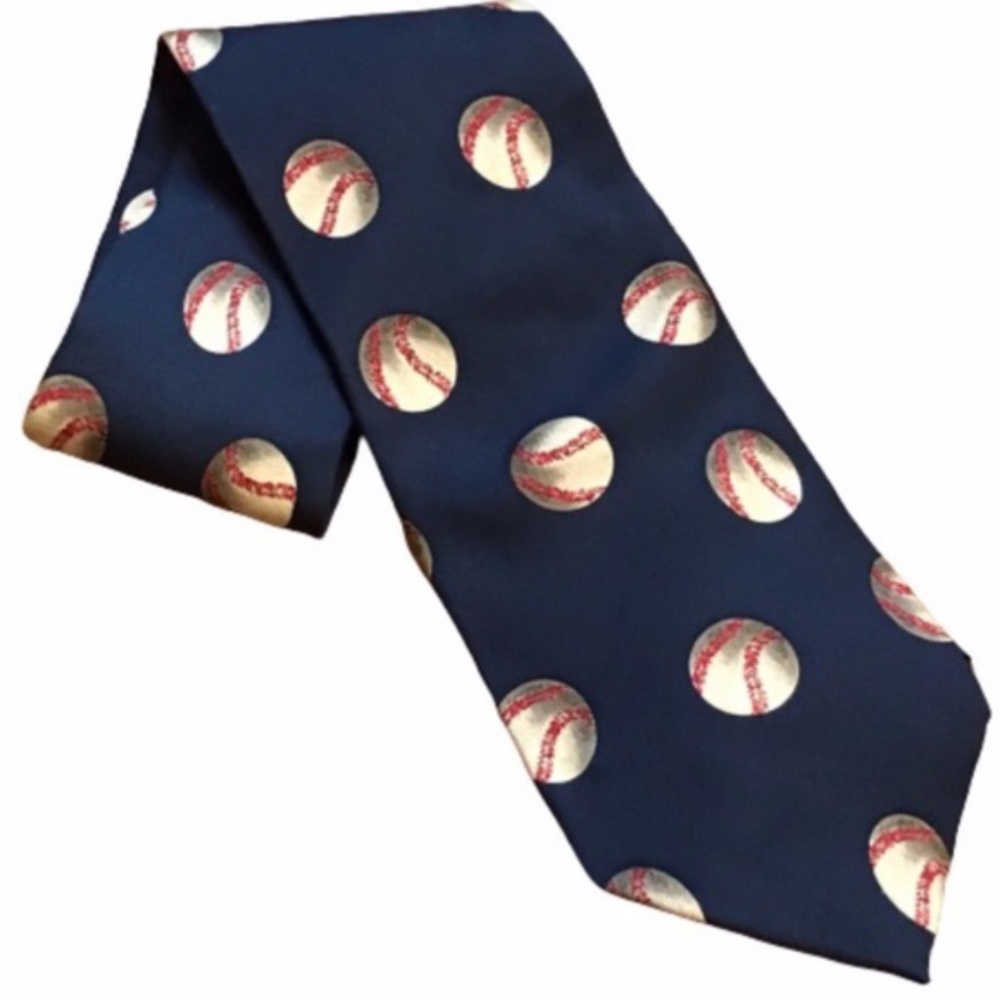 Navy Baseball Tie by Structure, Mens Silk Tie
